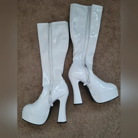 White  Platform Boots - Picture 2 of 3